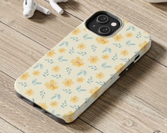 Cute Yellow Flower Phone Case Watercolor Phonecase Vintage Flower Pattern Phonecase Floral Phone Case 80s 90s flowers iPhone 15 14 13 12 Pro