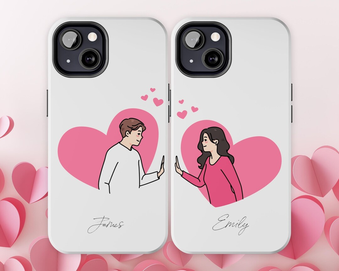 Two Custom Couple Phone Cases Custom Name Phone Case Set Personalized