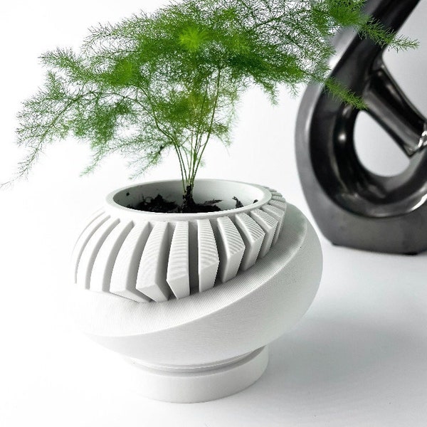 Modern Indoor Planter Pot with Drainage | Unique Succulent and Flower Container | Cute Home and Office Decor | Housewarming Gift |