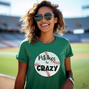 Hilarious Pitches Be Crazy Tee - Trendy Baseball Apparel