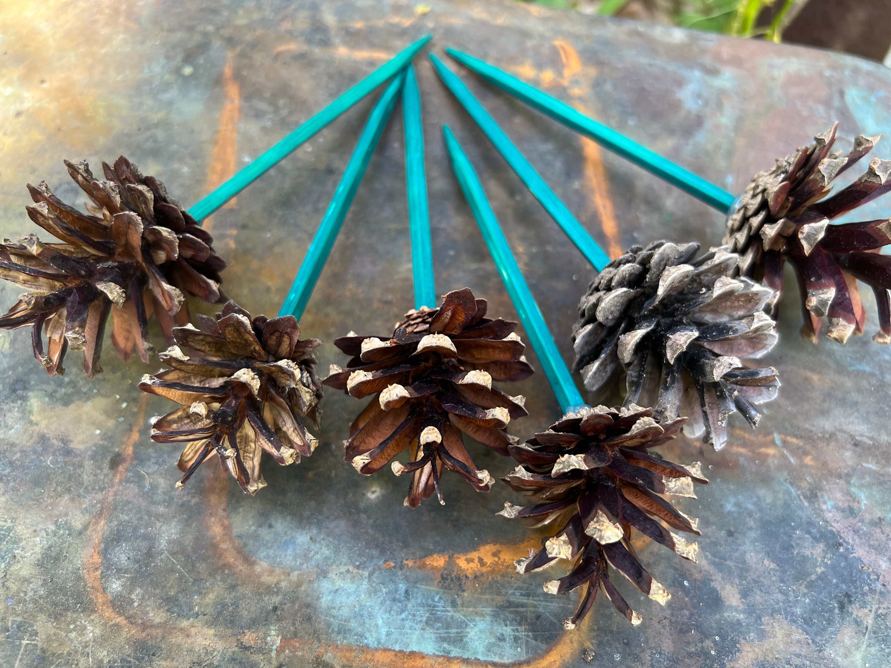 Pine Cone Flowers, Floral Picks. ONE DOZEN. Metallic Silver or Gold, or  mix. Winter Decor, Christmas.