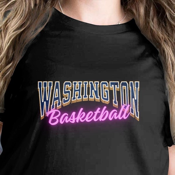 Washington Basketball PNG, College Sports Team Decor, Fan Wall Print, Home Office Downloadable Artwork, Gift for Hoops Fans