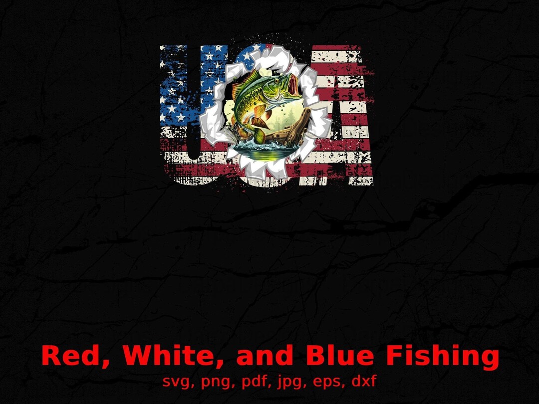 Red White and Blue Fishing PNG Digital Download Fishing - Etsy