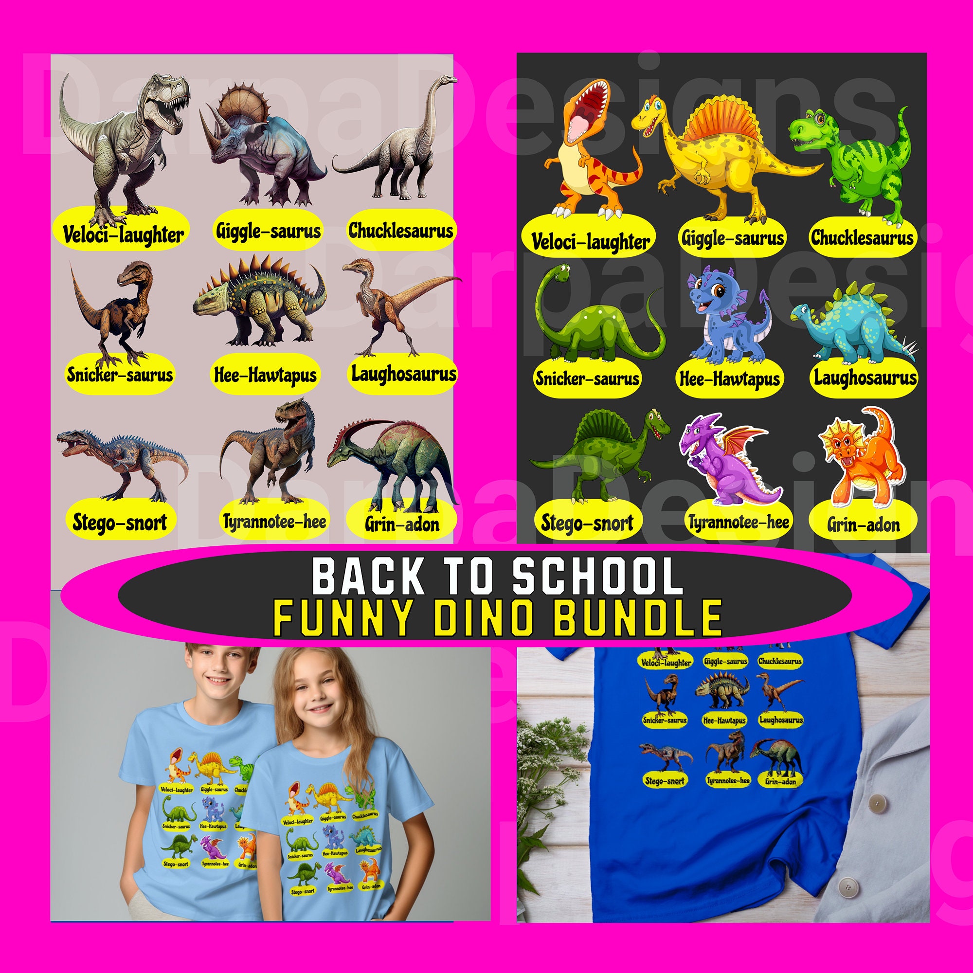 Funny Dinosaur Names Back to School Design Download Svg, Png, Vector