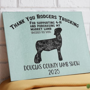 Custom Glass Cutting Board, Personalized Market Lamb Buyer Gift, FFA Thank You Gift, Kitchen Decor, Farmhouse Glass Board