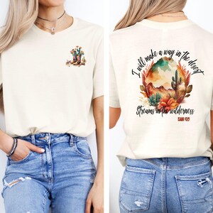 Christian Cowgirl T-Shirt,  Christian Tee, Christian Gift, Bible Verse Shirt, Fun Faith Shirt, Western Faith Shirt, Cowgirl, Desert, Cactus