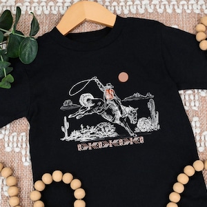 Kids Western T-Shirt, Kids Bronc Rider Shirt, Gift for Cowgirl, Cowboy Gift, Junior Rodeo Fashion Tee, Desert Western Style, Rough Stock Tee