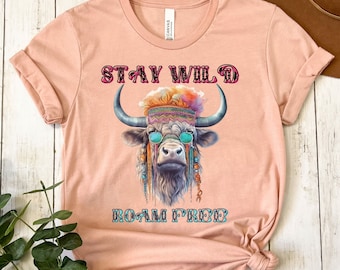 Bison T-Shirt, Buffalo T-Shirt, Cowgirl T-Shirt, Western T-Shirt, Cowgirl Gift, Colorful Buffalo Shirt, Boho Western Shirt, Buffalo lover