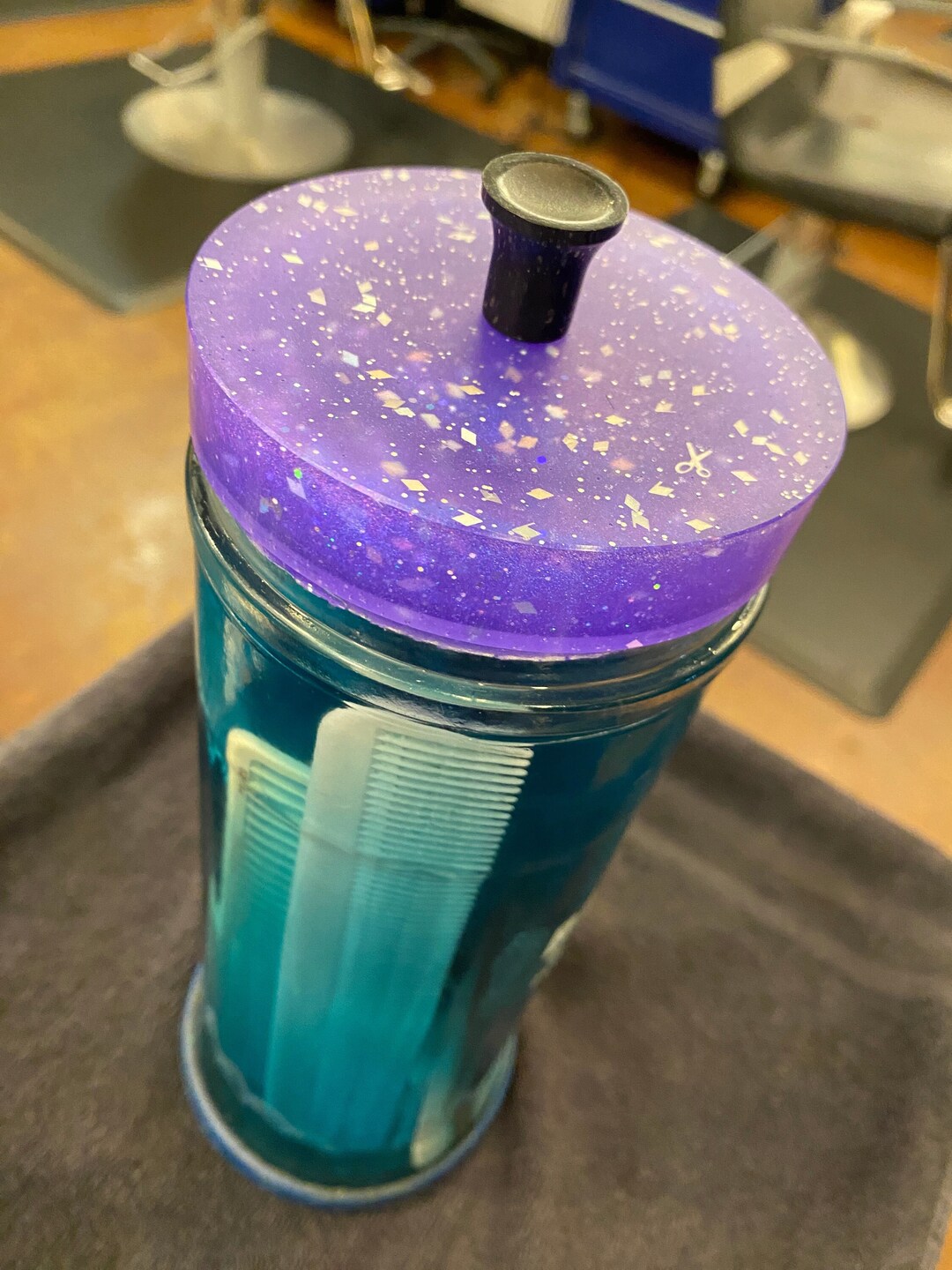 Custom Barbicide Jar Lid Salon Suite Decor Upgrade Etsy