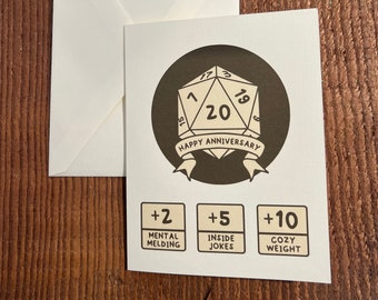 Happy Anniversary Level Up Natural 20 D20 D&D Card