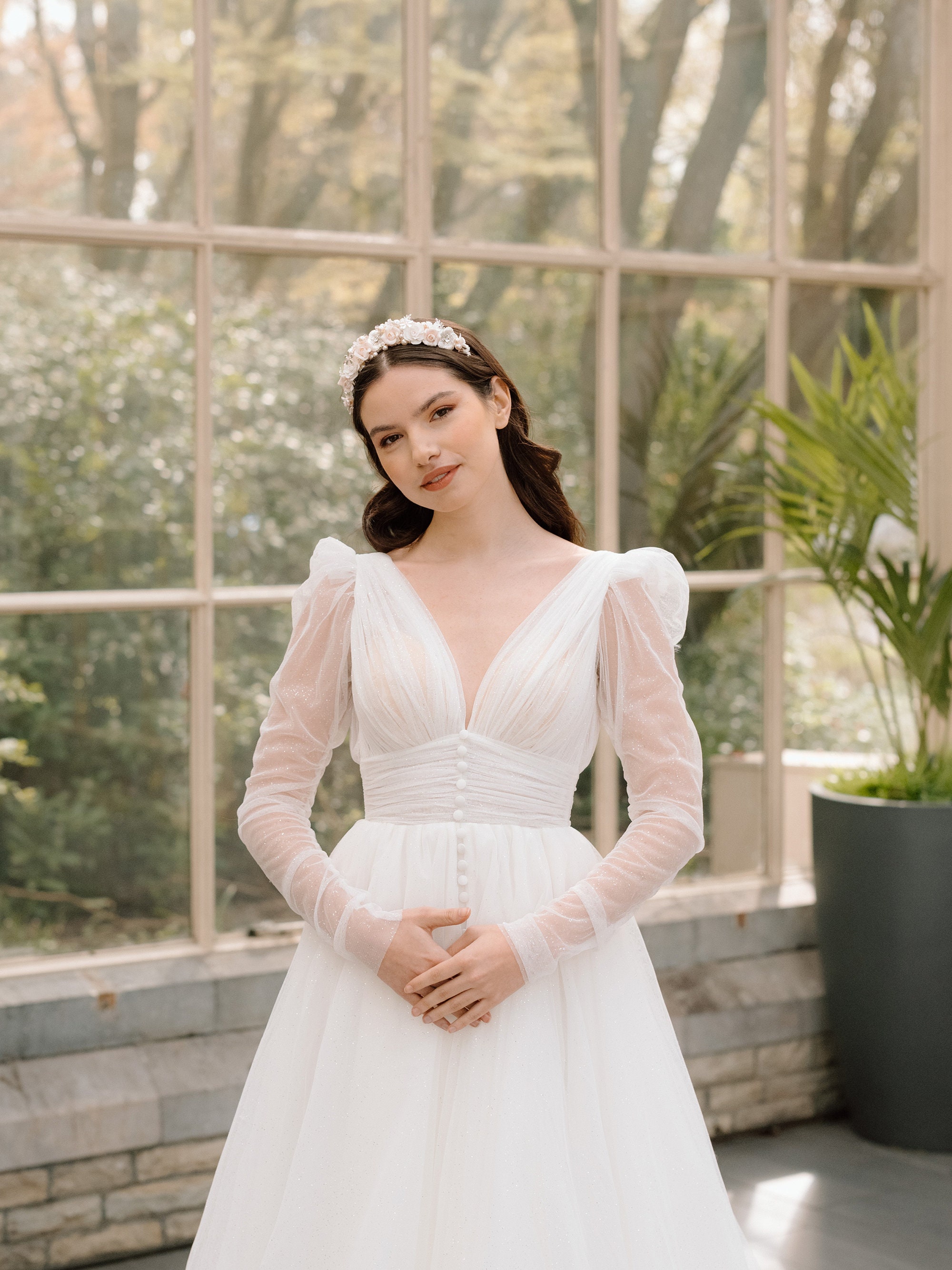 Hand Crafted Pink and White Floral Bridal Headband S52a8760579874edbb8247552e6d10  main image 3