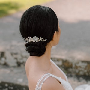 JOSEPHINE Something blue bridal comb, Silver and blue flower hair piece, Something blue wedding accessories, Silver bridal comb with blue image 6