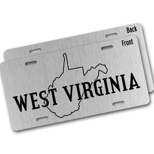 West Virginia License Plate, WV State Front License Plate Car Decor, Custom Car Accessories, Vanity Car Tag on Silver