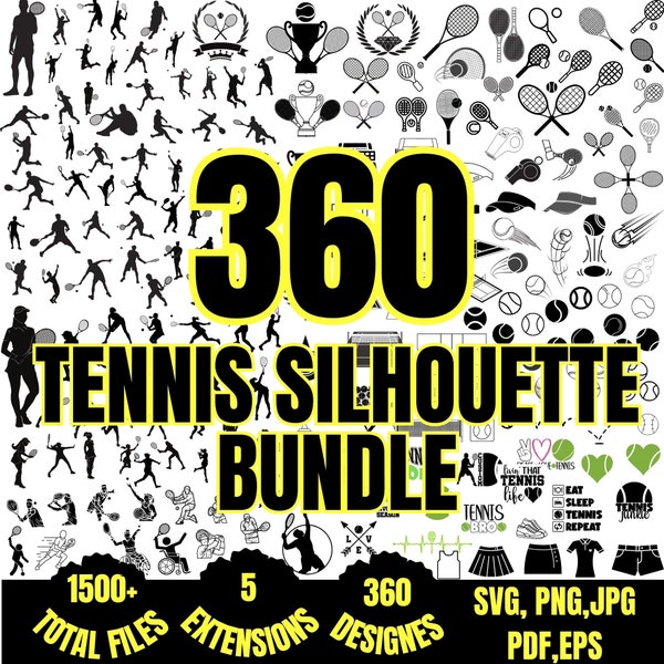 360 Tennis SVG Bundle - Perfect for Cricut, CNC, Laser, Tennis SVG Bundle | Creative Projects | Instant Download - Tennis Graphics - Courts