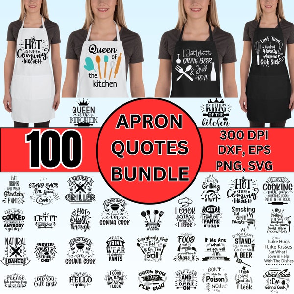 100 Funny Apron SVG Bundle - Créez votre façon de rire - Tablier de cuisine SVG - Conception de tablier numérique - Tablier imprimable SVG - Tablier de cuisine SVG