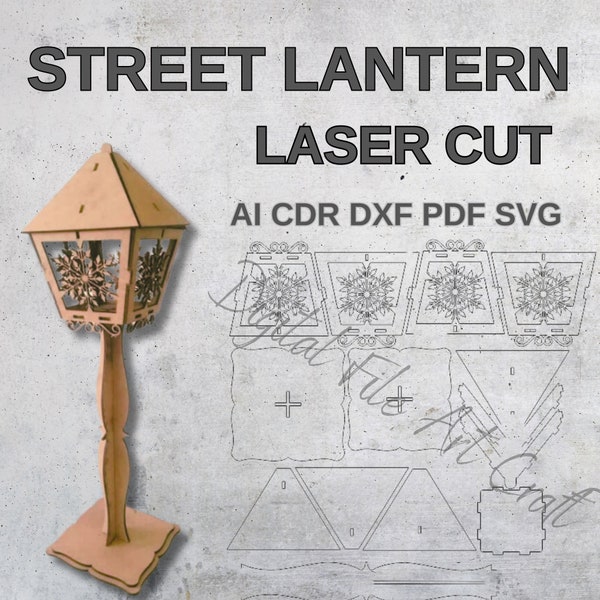 Laser Cut svg Creative Street Lamp - Street Lantern Design - Digital File for Personalized Garden Illumination Lamp Design