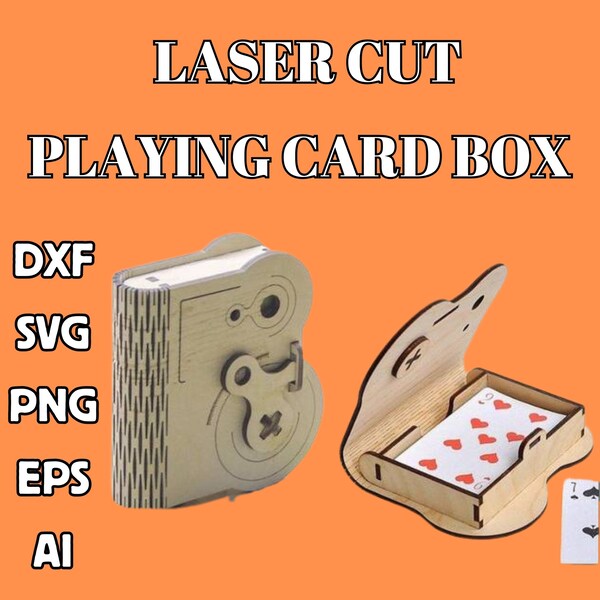 Luxury Lockable Elegance: Laser-Cut Wooden Playing Card Box Digital Files (Dxf, Pdf, Svg, Cdr, Ai) Laser Cut files