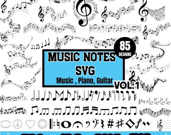 85 PC Sammlung für musikalische Meisterwerke - Musiknoten SVG, Musiknoten svg, Musiknoten Clipart, Musik svg, Gitarren svg, Klavier svg