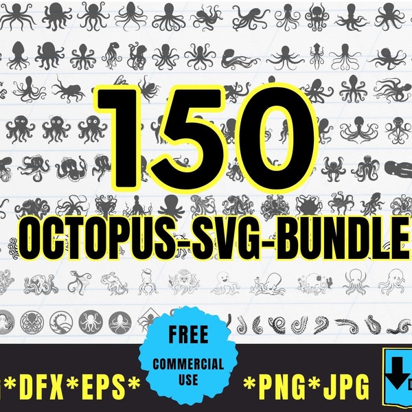 Octopus SVG | Octopus Silhouette Bundle | SVG Cut File | Octopus Tentacles Bundle, 150  Svg File for Cut,