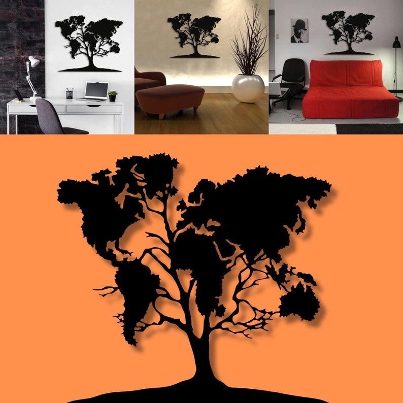 Nature's Embrace Tree Branch World Map SVG for Unframed Etsy