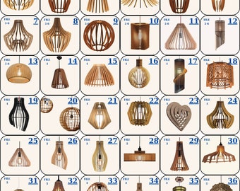 40+ Lasergesneden Hanglamp | Houten kroonluchter hanglamp | Houten lampenkap ontwerp | Digitale bestanden 3-4-6 mm, dxf, pdf, ai, cdr, svg