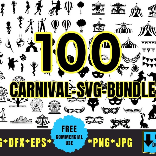 Carnival Silhouette Bundle Svg Png - Circus Birthday Shirt,Birthday outfit, Shirt designs - Cricut DIY,Silhouette Cameo (svg, png, eps, dxf)