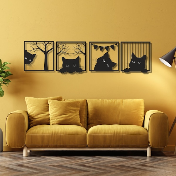 CAT wall decor-Cute cats wall art -cdr, dxf, png, eps, png, pdf,ai File formats for laser cut plasma -cat cliparts-Christmas Gift, Kids Room
