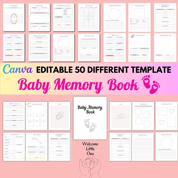 Editable Baby Memory Book Canva Template