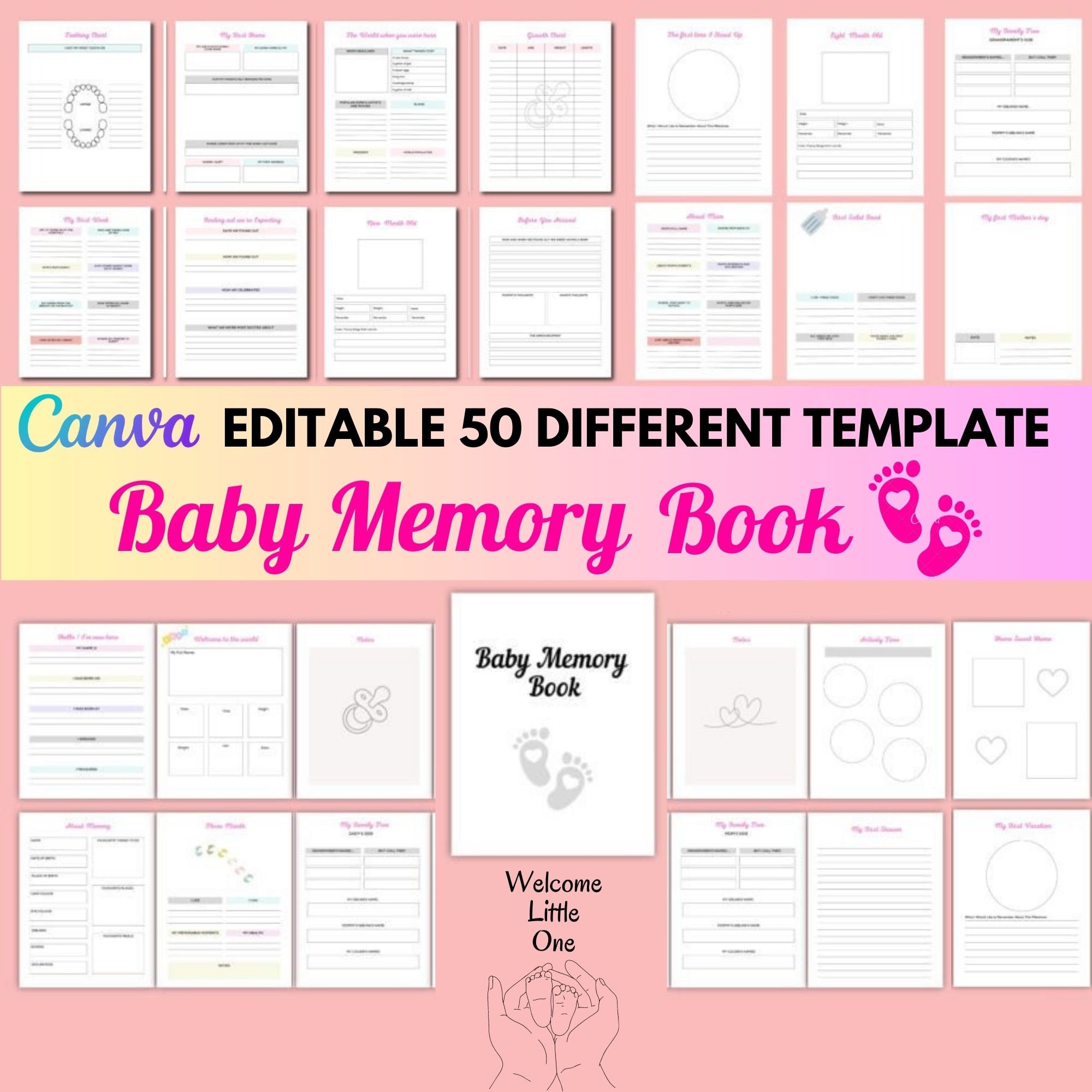 Editable Baby Memory Book Canva Template Etsy