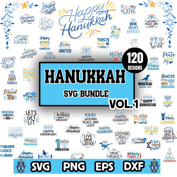 Hanukkah Bundle Svg | Funny Hanukah SVG Chanukah Jewish Holiday Gift Shirt Sign | Cricut Silhouette Printable Clipart Digital file