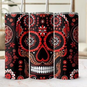 Halloween Sugar Skull Tumbler, Day of the Dead Tumbler, Colorful Skull Tumbler, Spooky Halloween Drinkware, Sugar Skull Cup