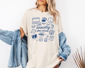 Living Proof Anxiety Shirt, Funny Mental Health Tee, Sarcastic Overthinking Shirt, Cute Anxiety Graphic T-Shirt for Women & Men