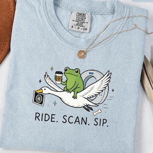 放射線科カエルガチョウコーヒーシャツ、ライドスキャンシップ医療画像Tシャツ