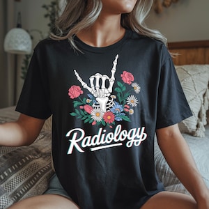 Rad Tech Floral Skeleton Shirt, Radiology Skeleton Shirt, RAD Tech Tee, X-ray Tech Shirt, Radiology Graduation Gifts, Cute Radiology Gift