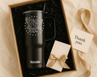 Engraved Patriotic Eagle Tumbler 250 Years of Freedom Mug, Black Insulated Travel Cup
