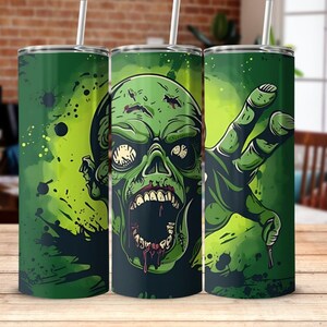 Zombie Tumbler, Scary Skull Design, Halloween Drinkware, Horror Theme, Spooky Gifts, Skull Art Tumbler, Creepy Party Decor, Unique Zombie