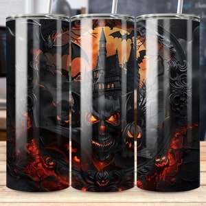 Vaso de Halloween espeluznante vampiro, diseño de terror gótico, casa embrujada, decoración espeluznante, perfecto para la fiesta de Halloween, idea de regalo única