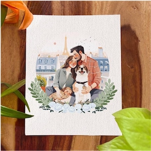 Retrato de casal em aquarela, ilustração de casal, cartão de presente de casamento, retrato de casal personalizado, retrato de família, retrato personalizado, ilustração