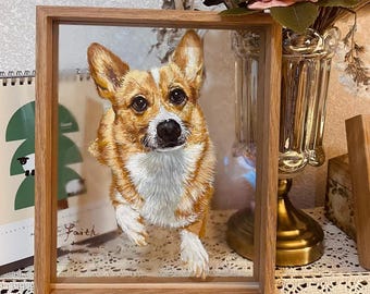 Pet Memorial Gift, 3D Acrylic Pet Portrait, Custom Dog & Cat Painting, 5-Layer Arts