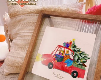 Custom Christmas Animal Family Portrait: Funky Festive Truck