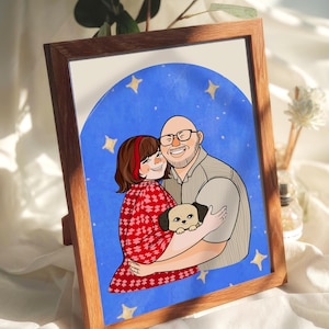 Portrait de couple, Illustration de couple, Cadeau de mariage, Portrait de couple personnalisé, Portrait de famille, Portrait personnalisé, Illustration, Carte-cadeau