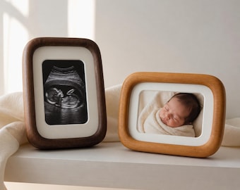 Personalized Solid Wood Photo Frame, Walnut or Teak Picture Frame with Free Photo Print, Custom Engraving, Pet Memorial, Baby Keepsake Gift