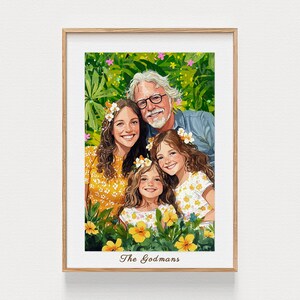 Familieportret portret, illustratie stel huwelijkscadeaukaart Aangepast portret van een stel Familieportret Verjaardagscadeau voor haar