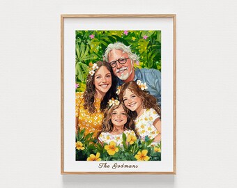 Custom Family Illustration Portrait, Memorial Gift