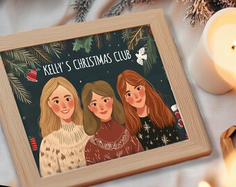 Custom Christmas Family Portrait, Personalized Art Gift