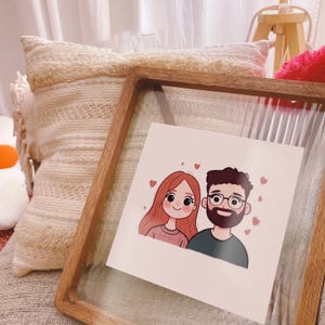 Cute Illustration Gift, Couple Portrait, Birthday Gift for Youth, Family Portrait Personalized Social Media Profile Illustration Gift Card