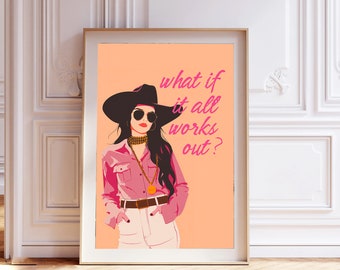 Retro Cowgirl Poster | Trendy Preppy Dorm Wall Art (Digital Print)