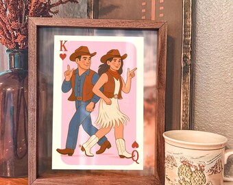 Custom Couple Portrait- Cowboy King & Queen, Couple illustration, Wedding gift, Custom Family Portrait, Vintage Western Illustration