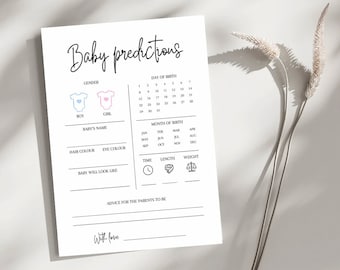 BABY PREDICTIONS baby shower game printable advice for parents wishes for baby instant download fun activities party game gender neutral