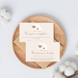 IL NOSTRO AGNELLINO libri per baby shower per biglietti della lotteria per neonati e pannolini modello modificabile stampabile digitale / beige neutro ragazza ragazzo boho pecora